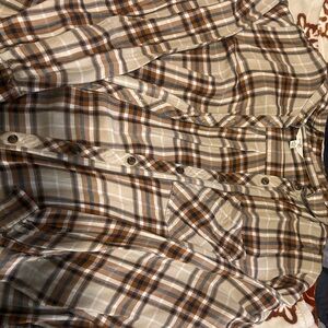 Terra & Sky Plaid Button Down Shirt - Brown and Cream